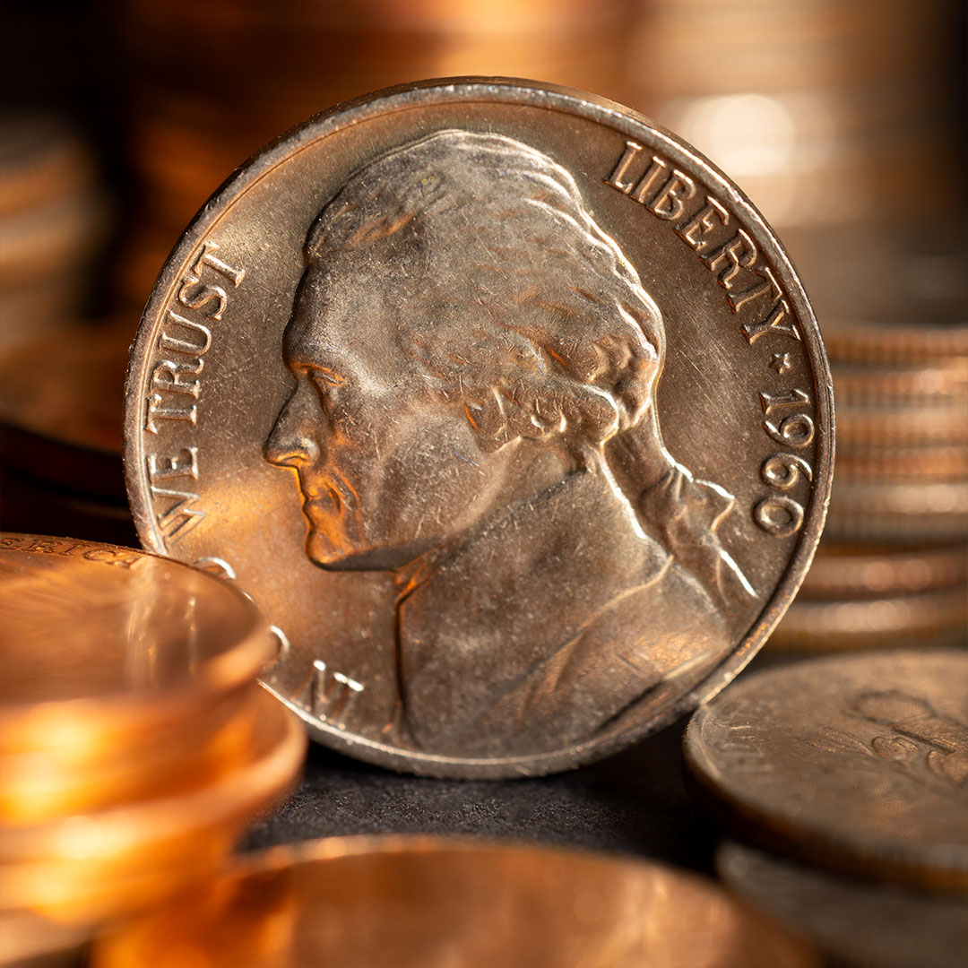 A picture of a 1960's coin.